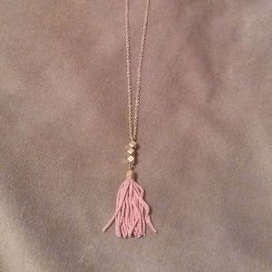 Long Chain, Pink Tassel Necklace